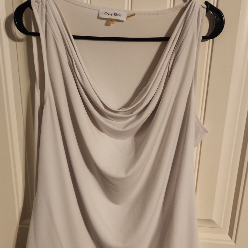 Calvin Klein Women's Cream Draped Tank Top